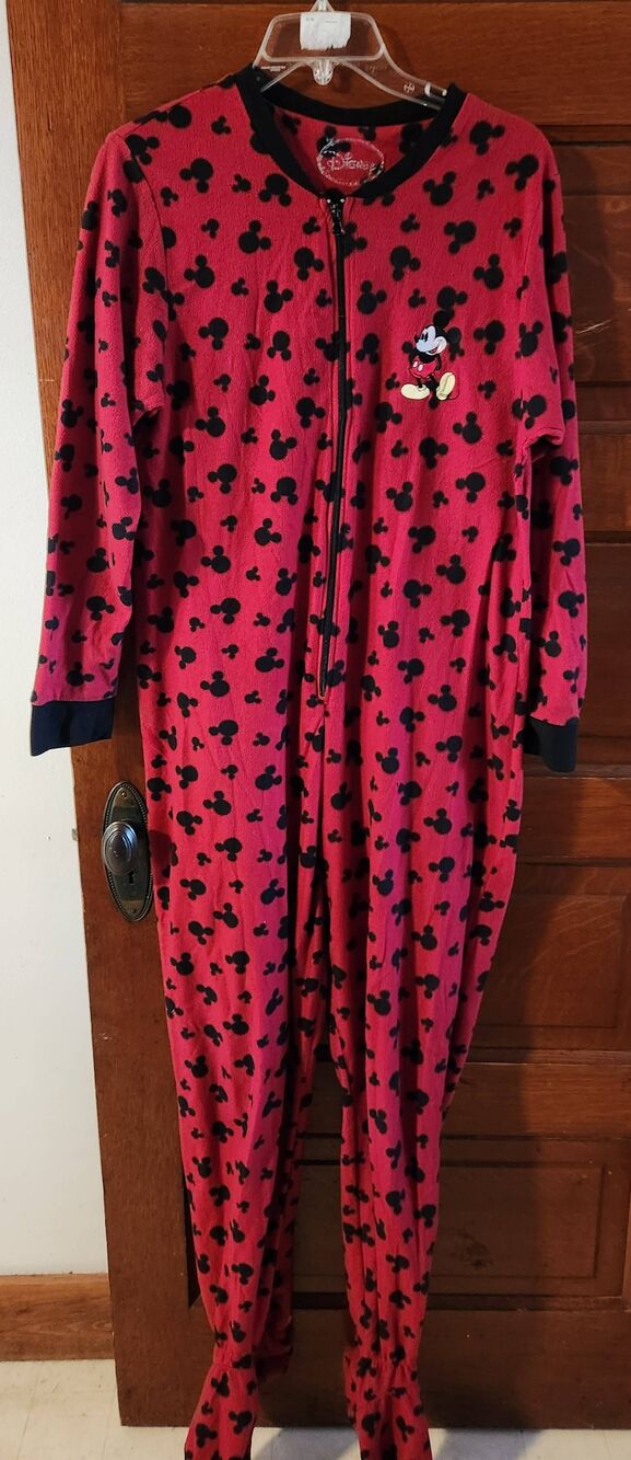 Disney Footed Pajamas With Mickey Mouse One Piece Size L (12/14)